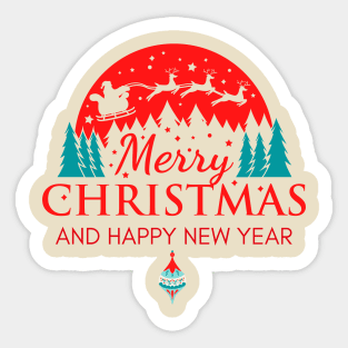 Merry Christmas and Happy New Year Retro Design Sticker